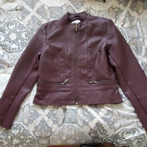 New York and Company dark maroon leather jacket